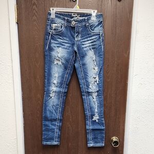 Amethyst Jeans Distressed Blue Skinny Jeans